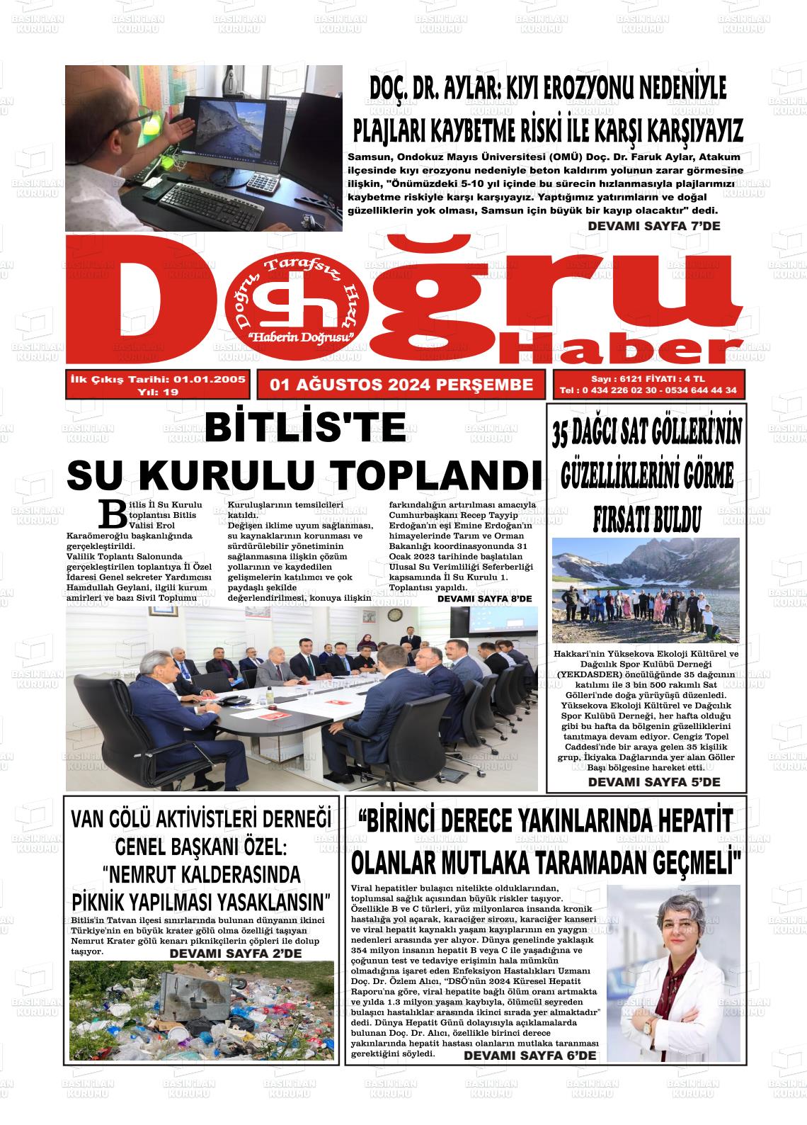 01 Ağustos 2024 Doğru Haber Gazete Manşeti