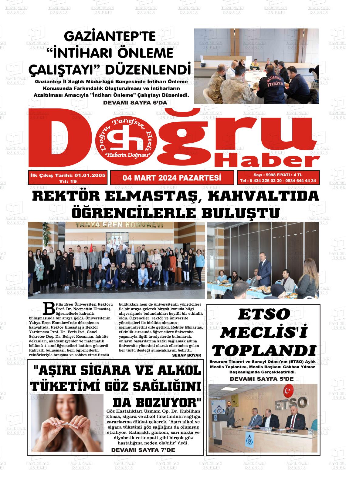 04 Mart 2024 Doğru Haber Gazete Manşeti