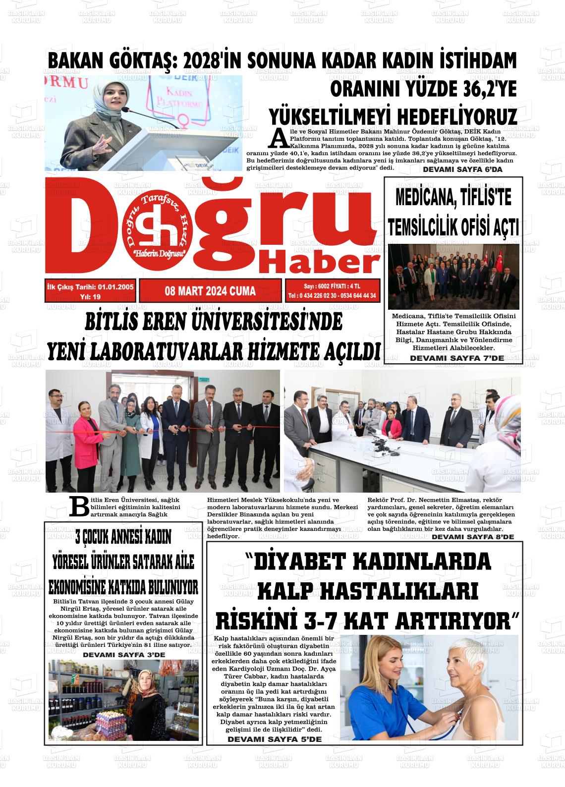 08 Mart 2024 Doğru Haber Gazete Manşeti