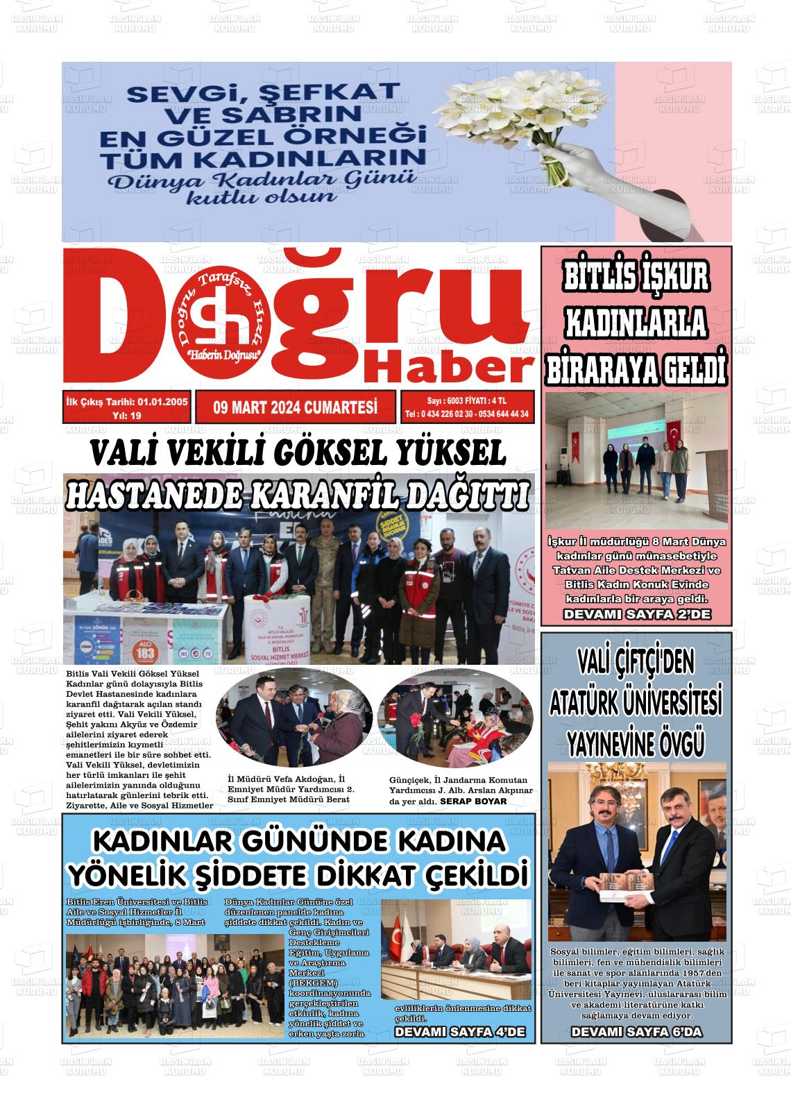 09 Mart 2024 Doğru Haber Gazete Manşeti