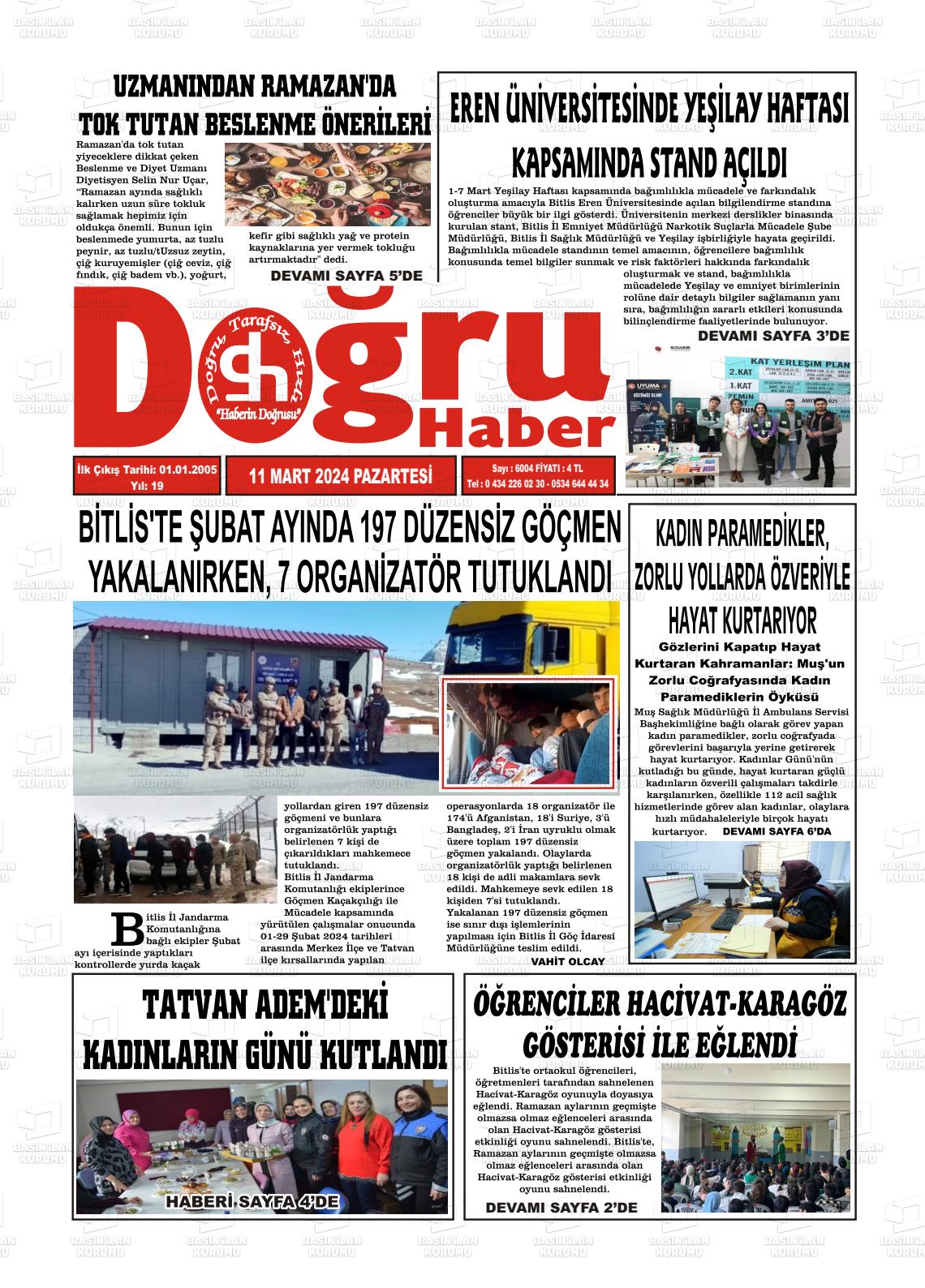 11 Mart 2024 Doğru Haber Gazete Manşeti