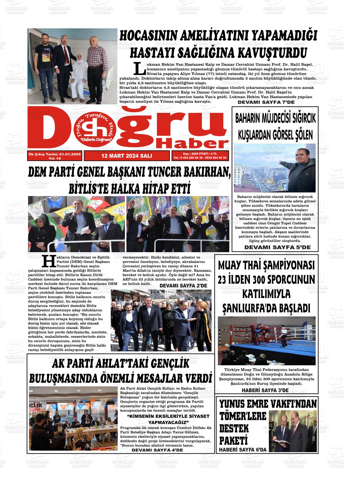 12 Mart 2024 Doğru Haber Gazete Manşeti