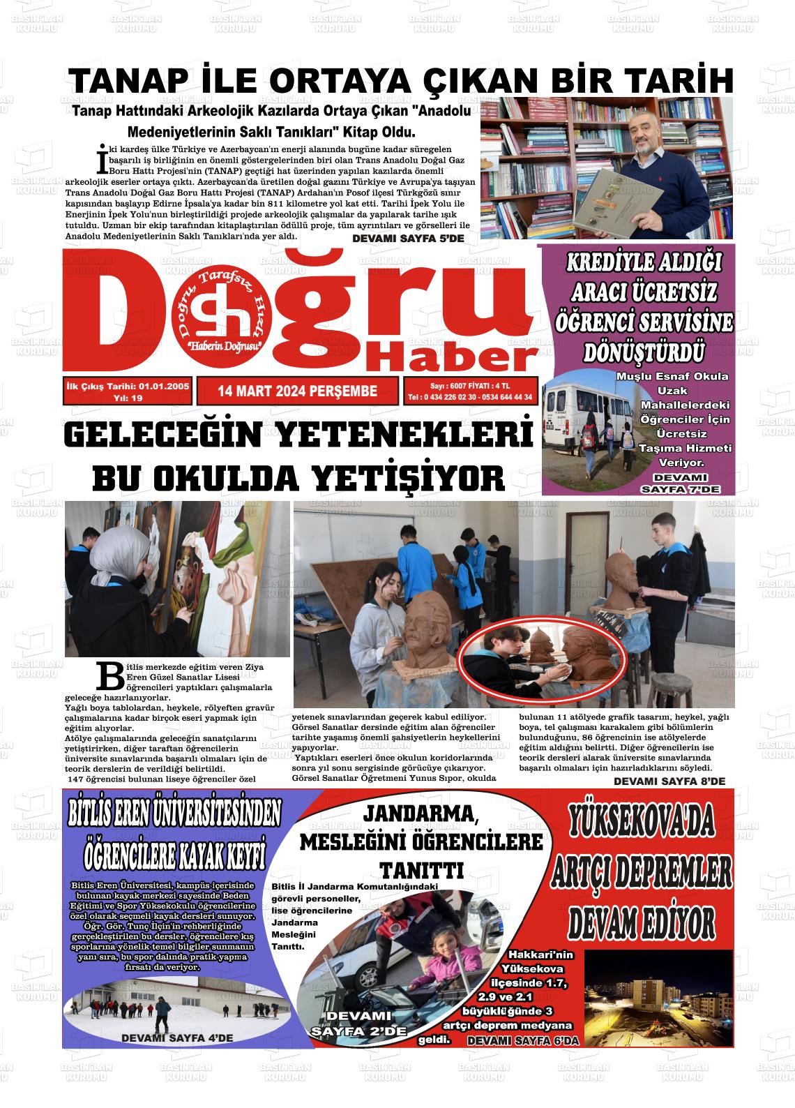 14 Mart 2024 Doğru Haber Gazete Manşeti