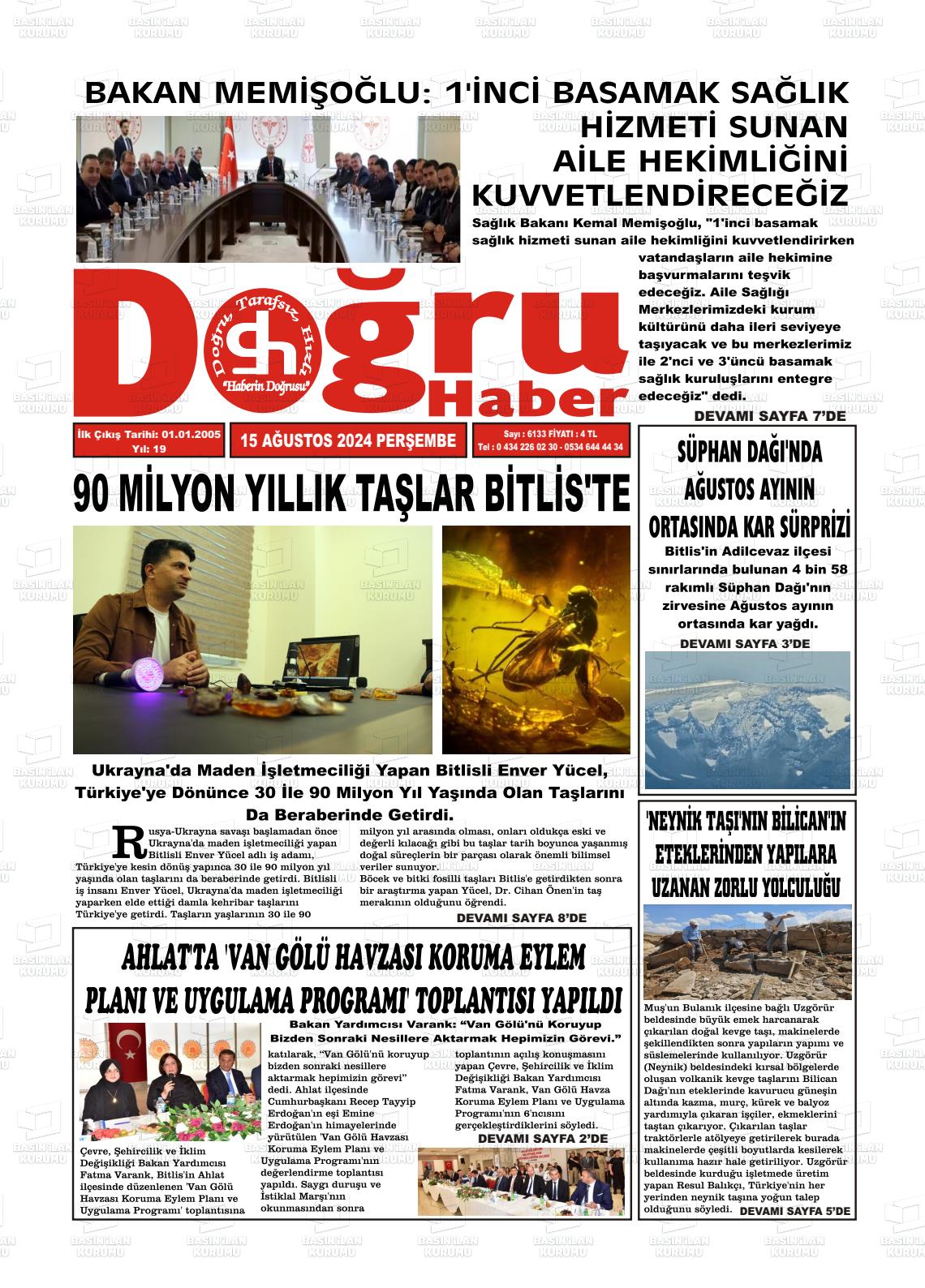 15 Ağustos 2024 Doğru Haber Gazete Manşeti