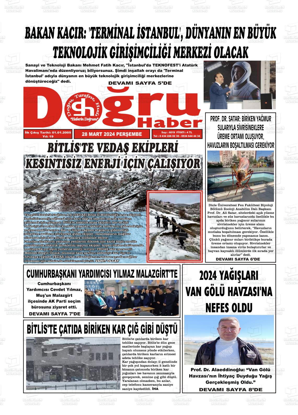 28 Mart 2024 Doğru Haber Gazete Manşeti