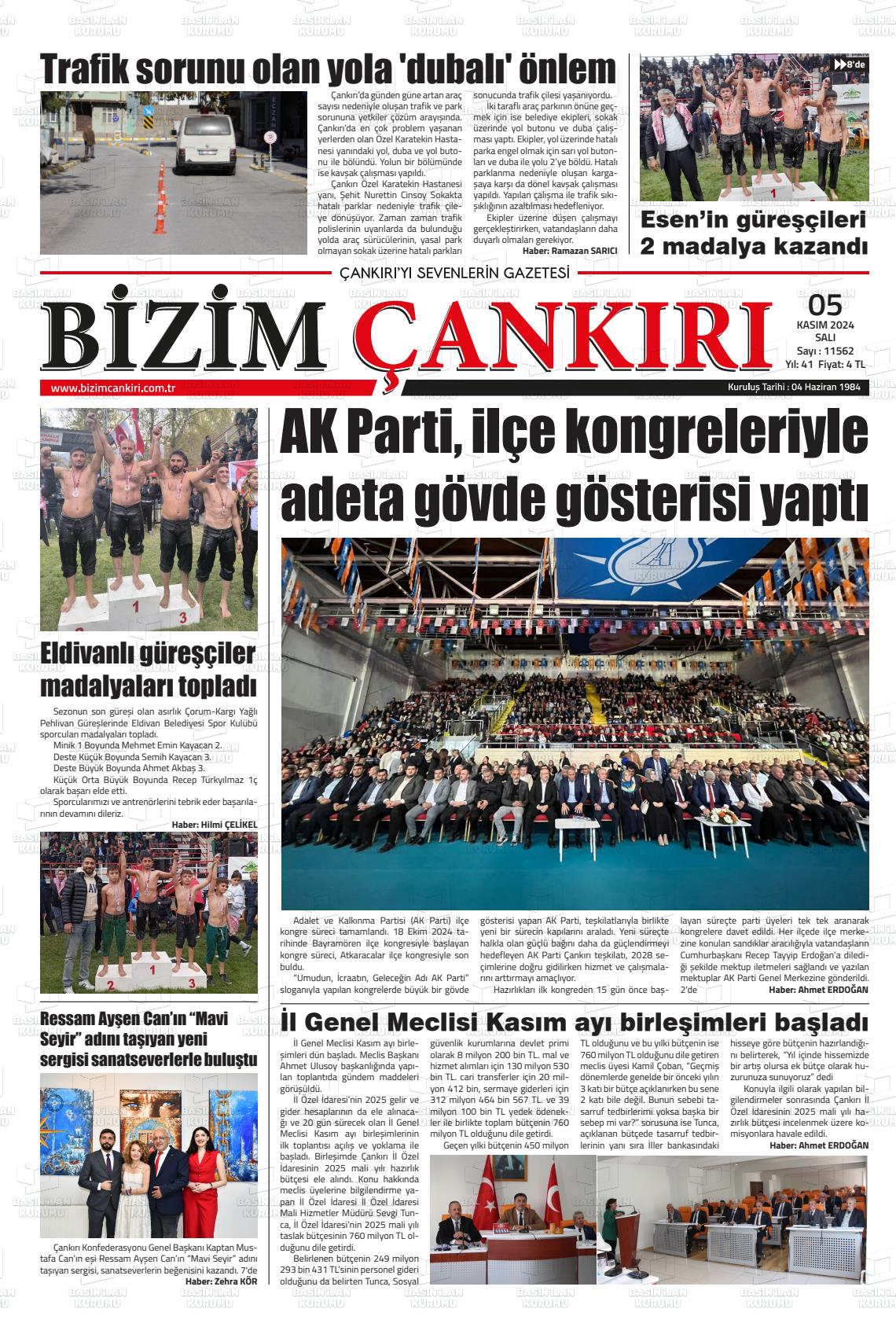 05 Kasım 2024 Bizim Çankırı Gazete Manşeti