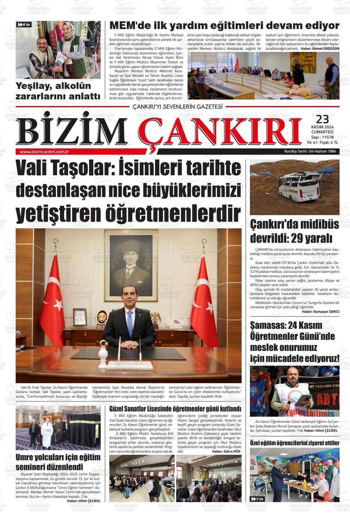 23 Kasım 2024 Bizim Çankırı Gazete Manşeti