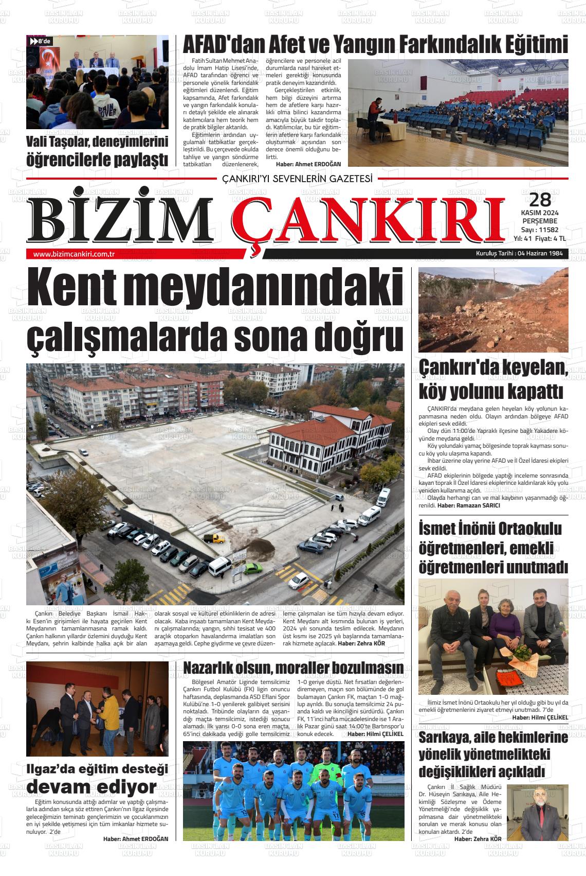 03 Aralık 2024 Bizim Çankırı Gazete Manşeti