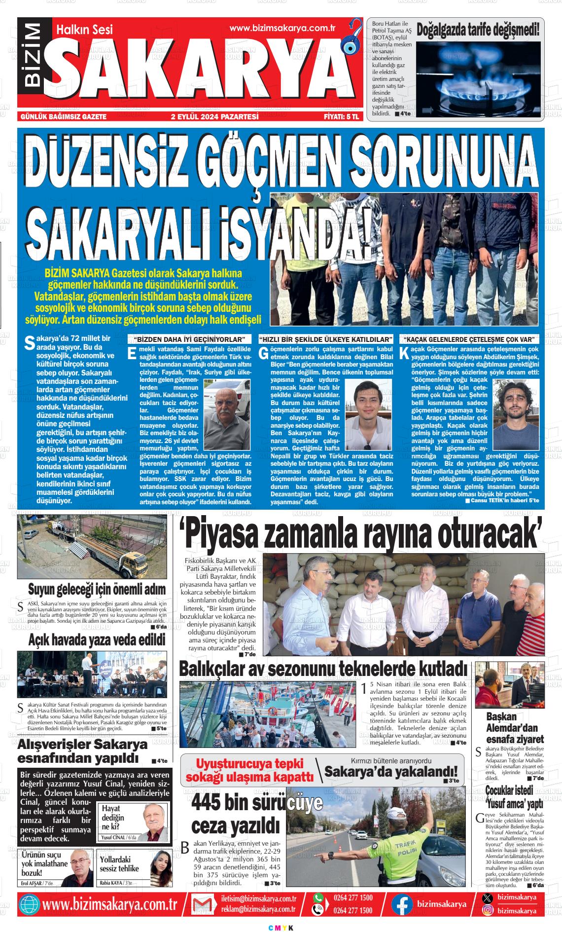 02 Eylül 2024 Bizim Sakarya Gazete Manşeti