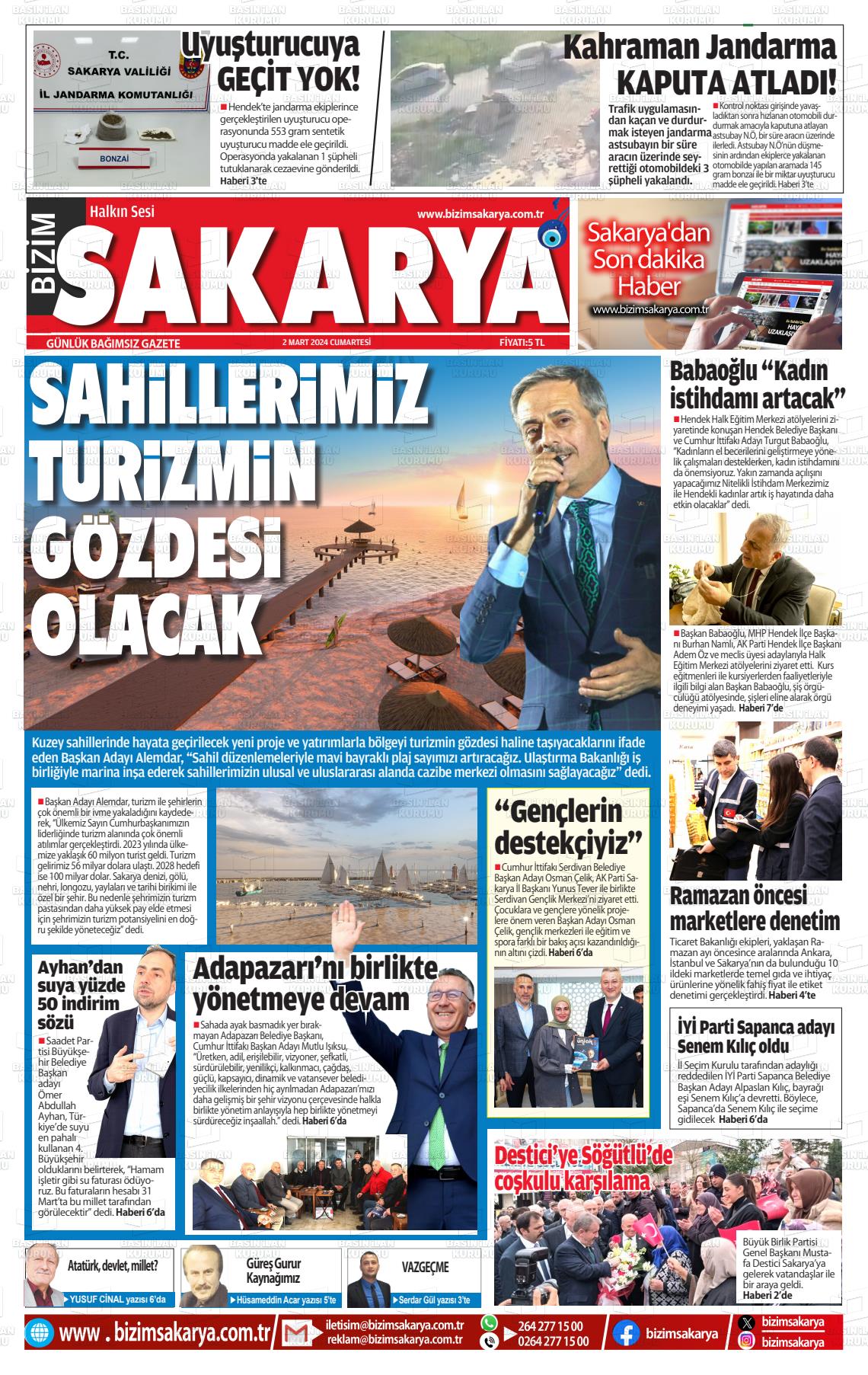 02 Mart 2024 Bizim Sakarya Gazete Manşeti