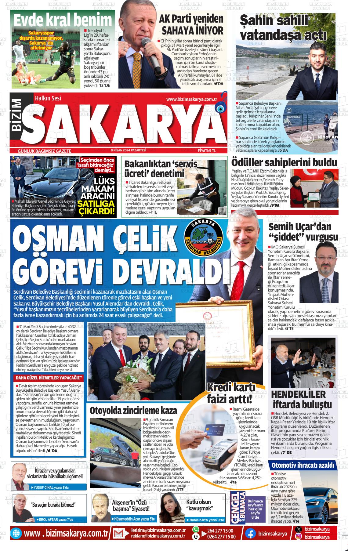 08 Nisan 2024 Bizim Sakarya Gazete Manşeti