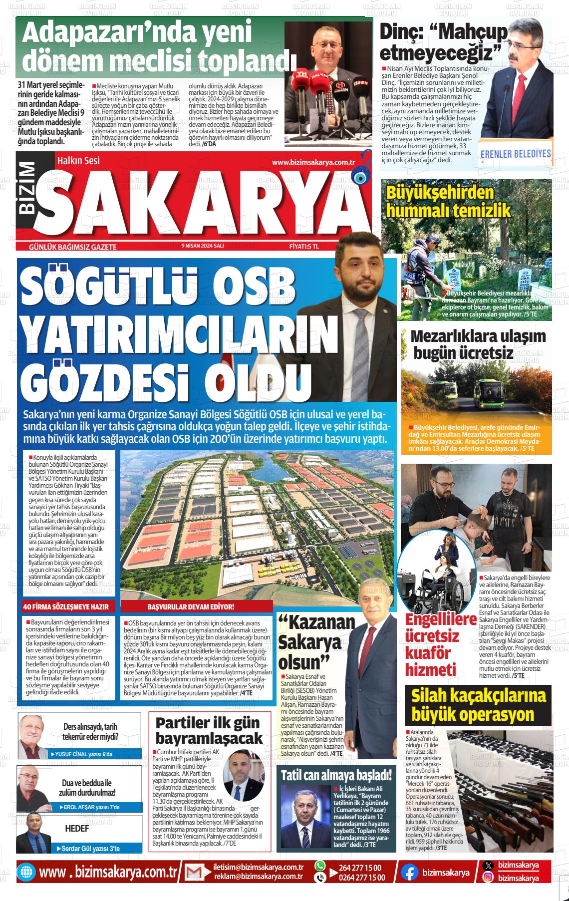 09 Nisan 2024 Bizim Sakarya Gazete Manşeti