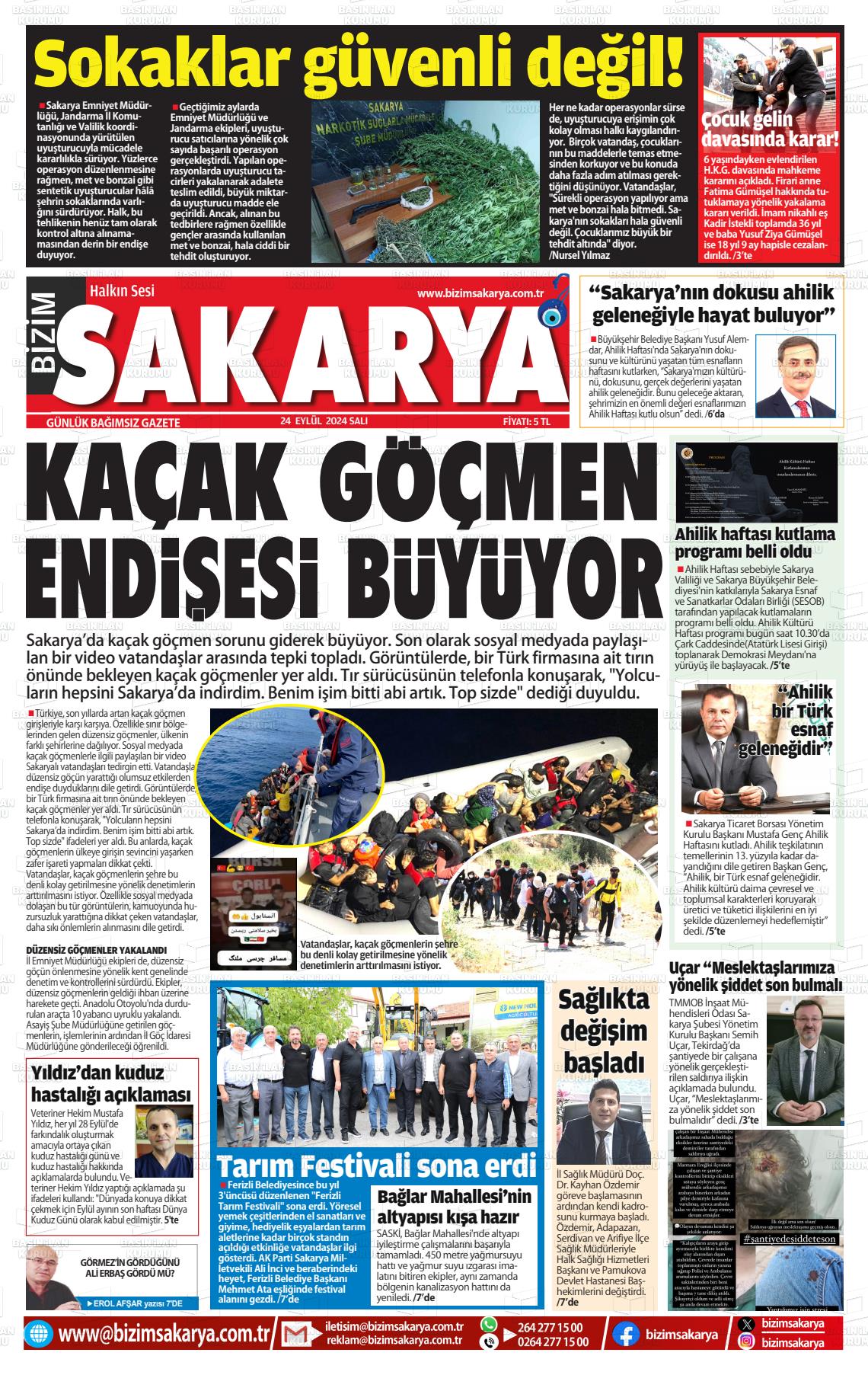 25 Eylül 2024 Bizim Sakarya Gazete Manşeti