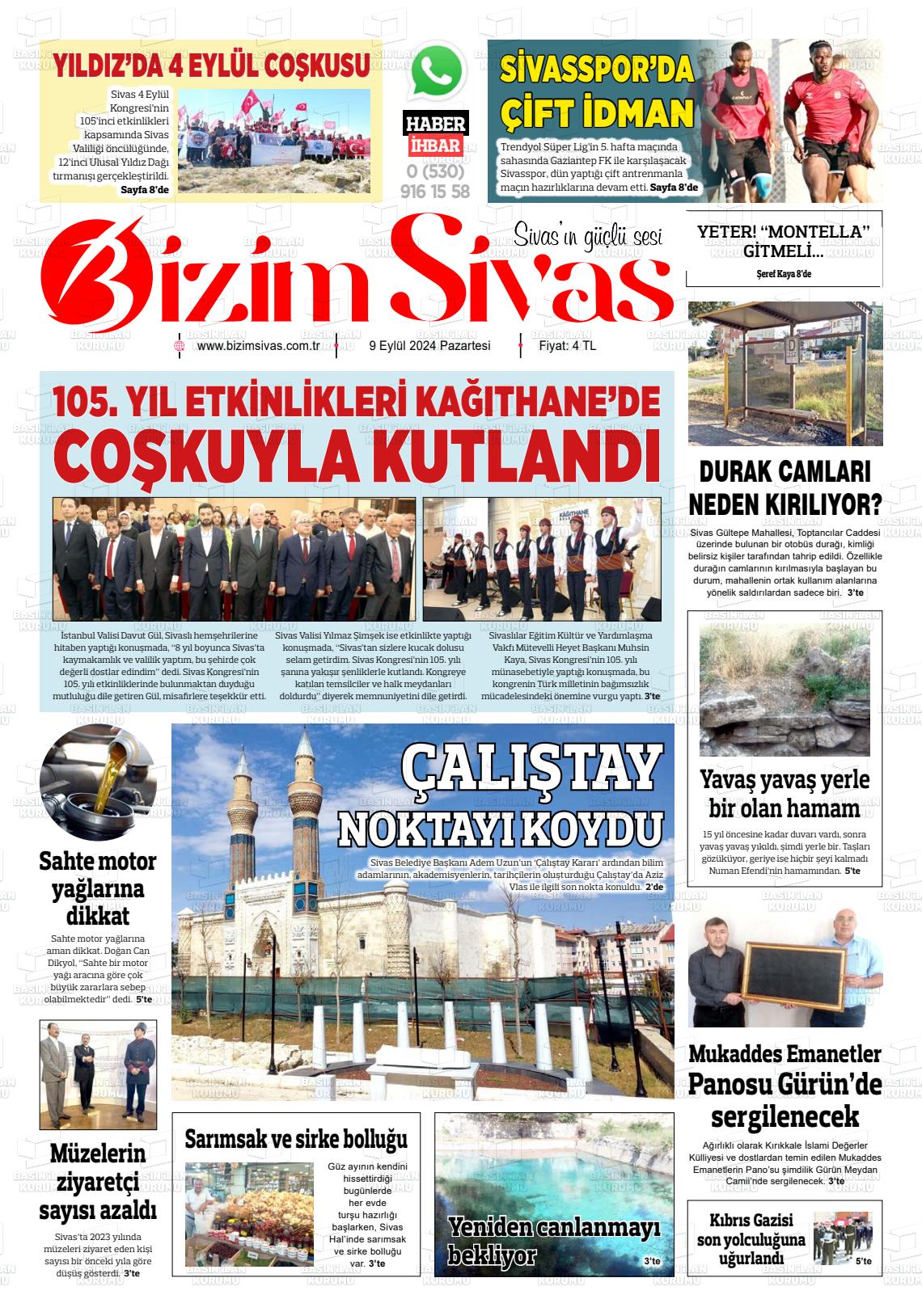 09 Eylül 2024 Bizim Sivas Gazete Manşeti