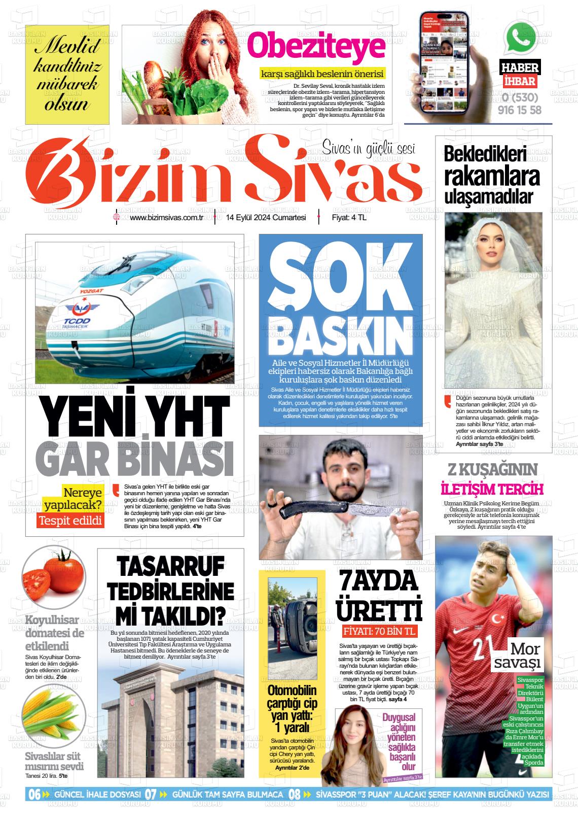 14 Eylül 2024 Bizim Sivas Gazete Manşeti