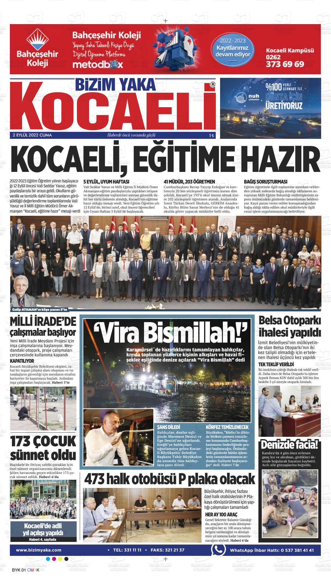 02 Eylül 2022 Bizim Yaka Gazete Manşeti