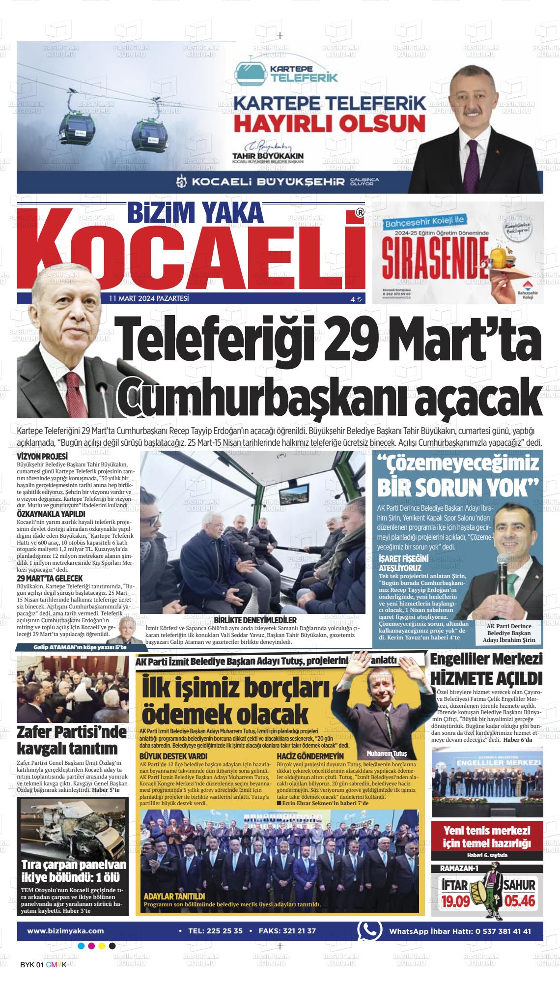 11 Mart 2024 Bizim Yaka Gazete Manşeti