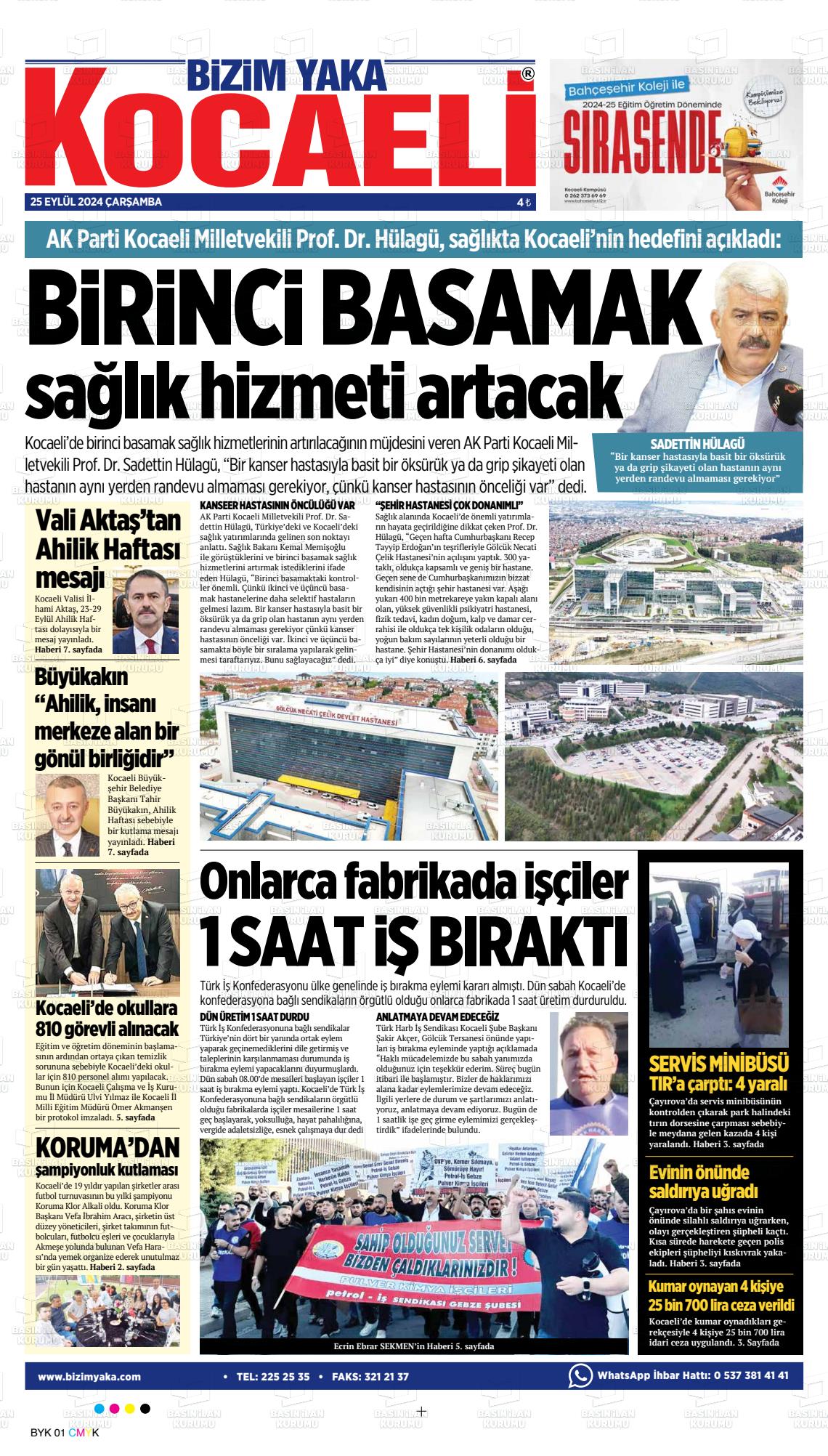 25 Eylül 2024 Bizim Yaka Gazete Manşeti