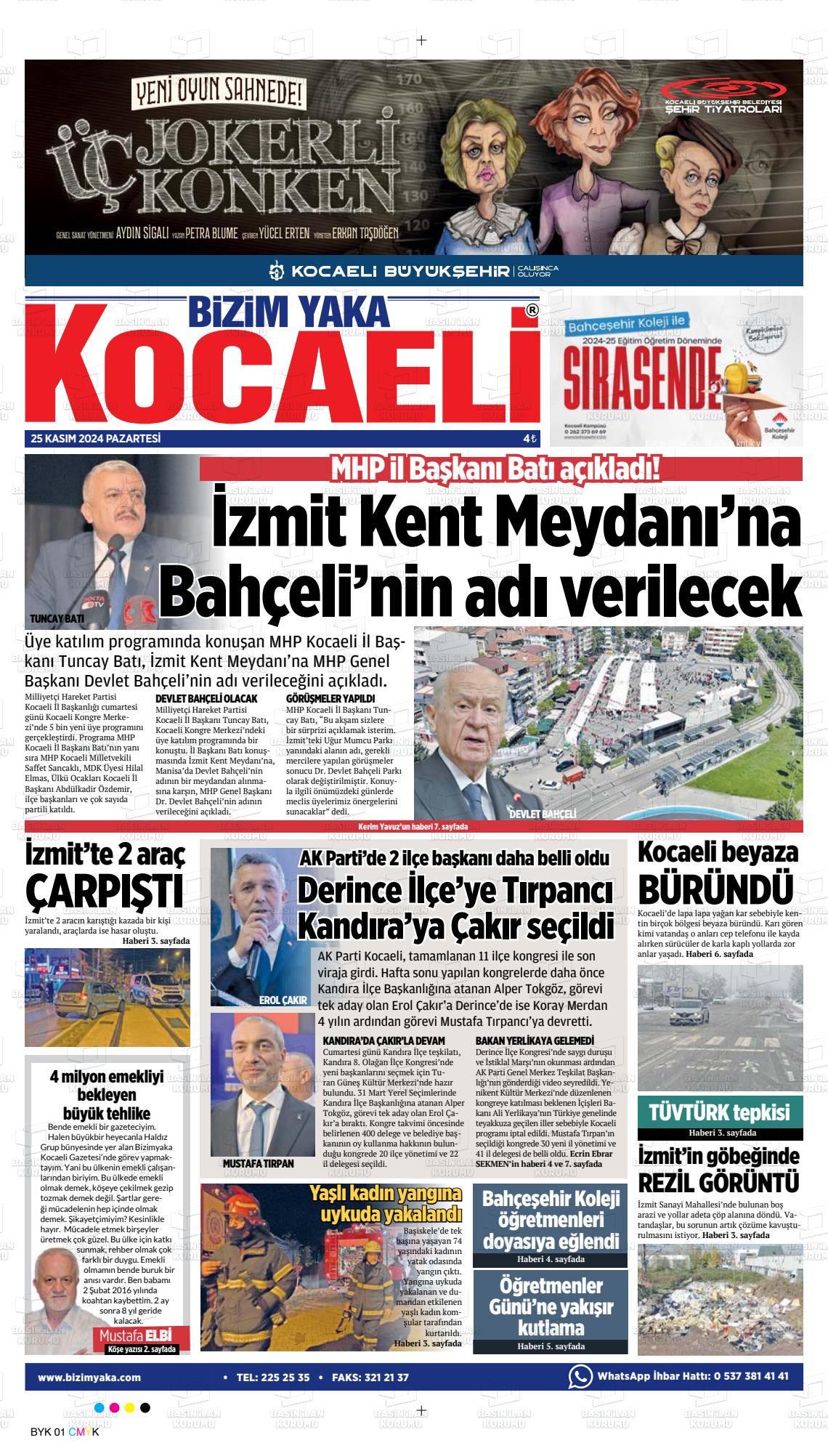 25 Kasım 2024 Bizim Yaka Gazete Manşeti