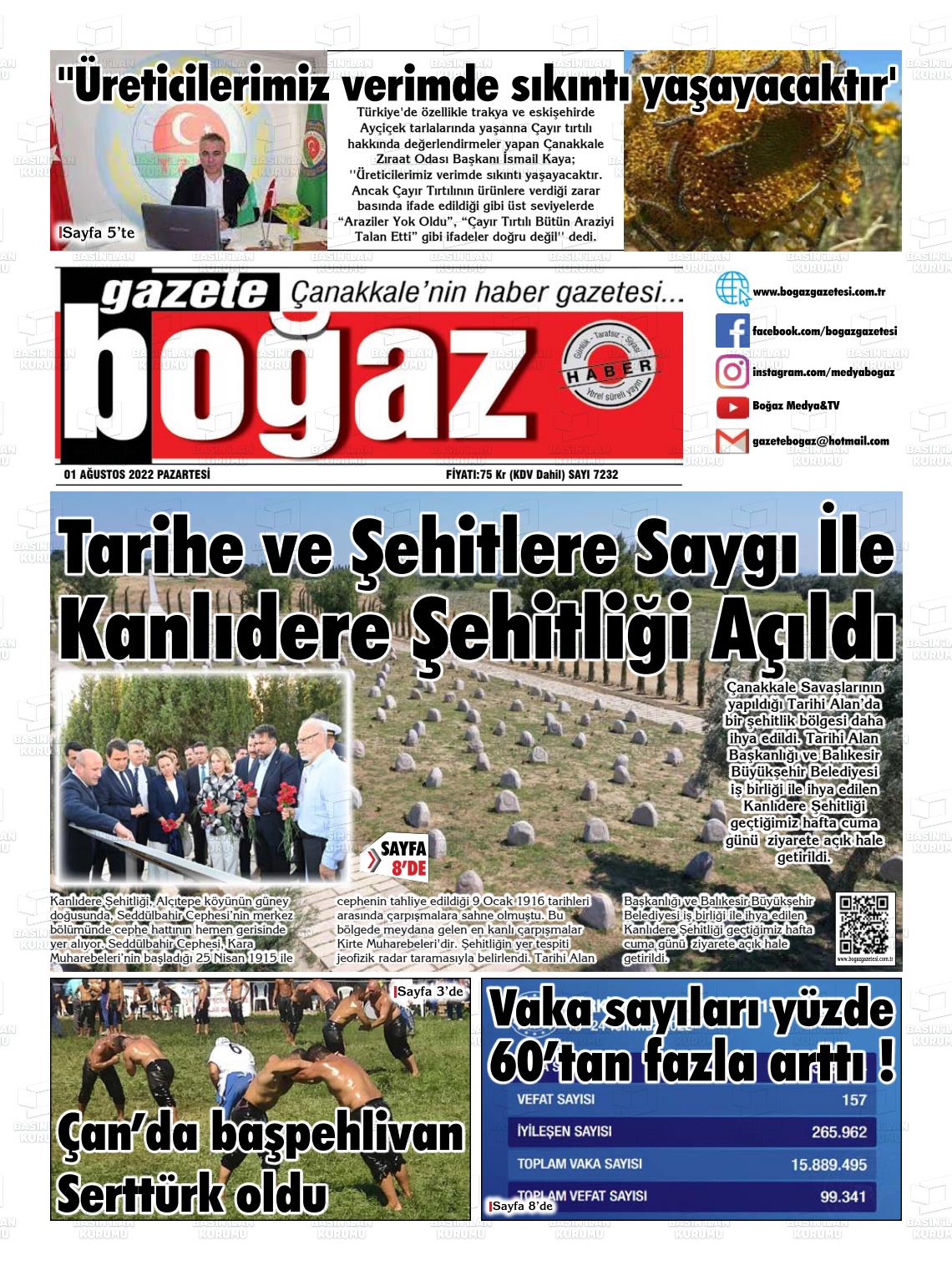 29 Eylül 2022 Bogaz Gazete Manşeti