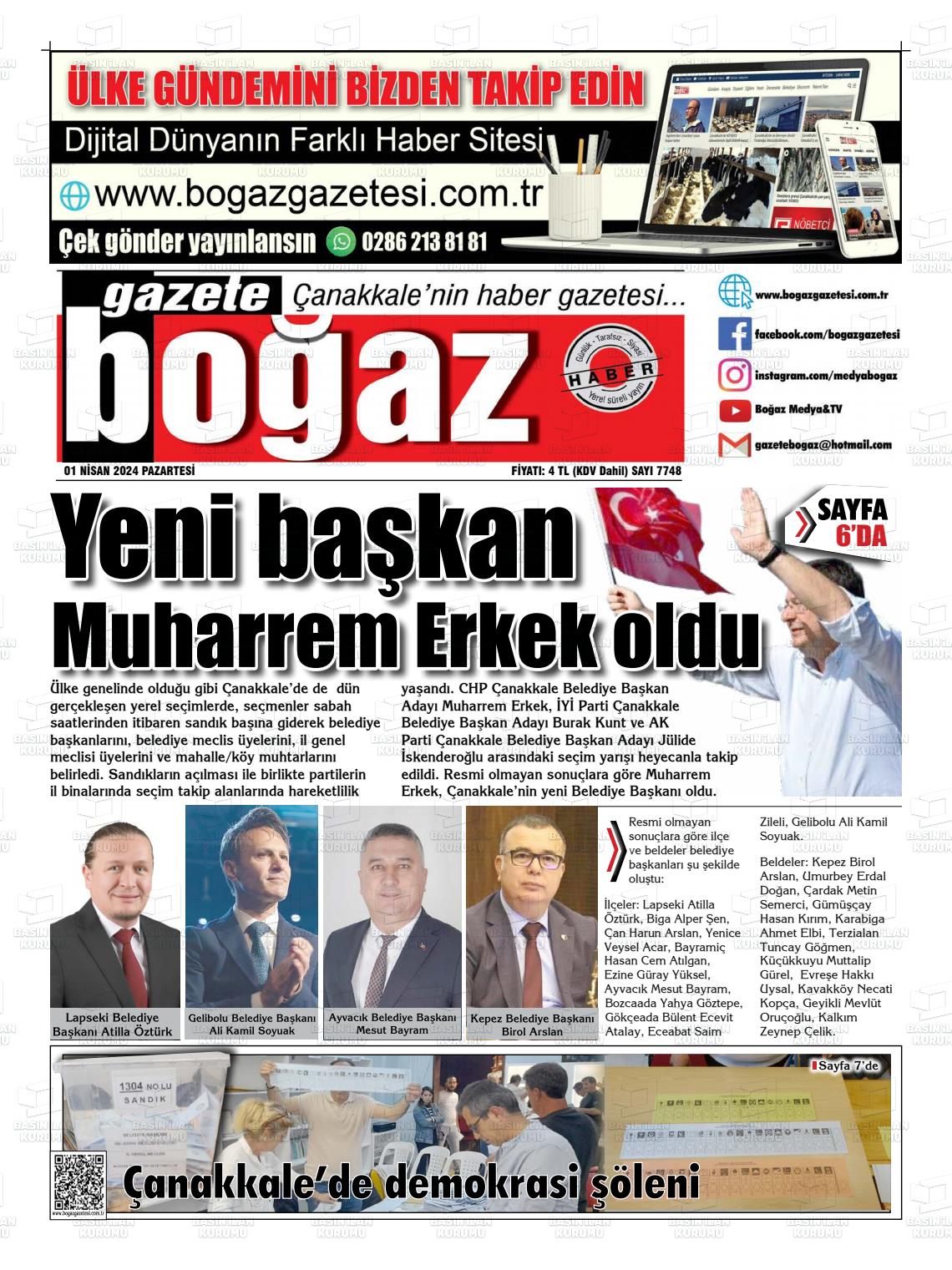 01 Nisan 2024 Bogaz Gazete Manşeti