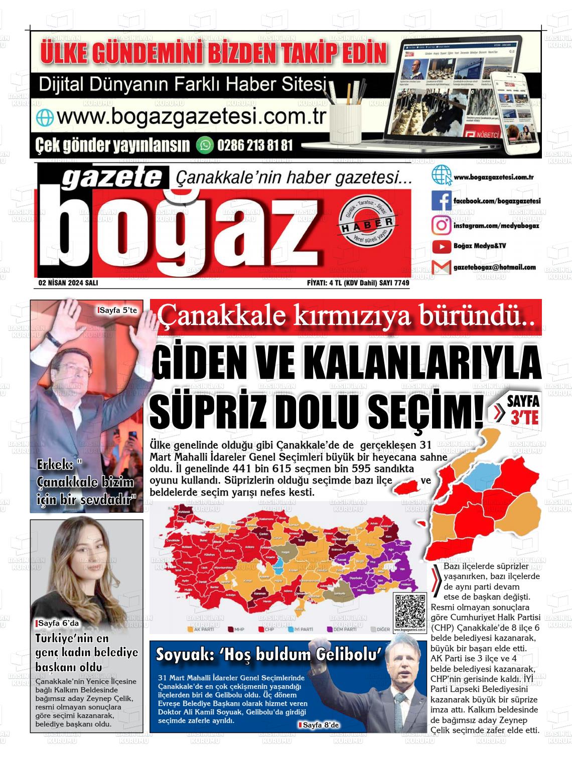 02 Nisan 2024 Bogaz Gazete Manşeti