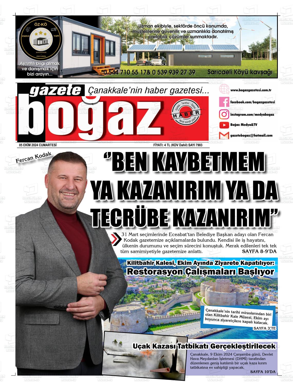 05 Ekim 2024 Bogaz Gazete Manşeti