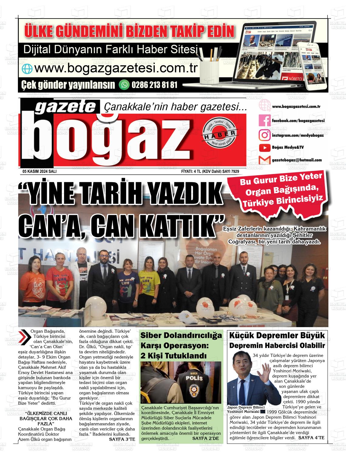 05 Kasım 2024 Bogaz Gazete Manşeti