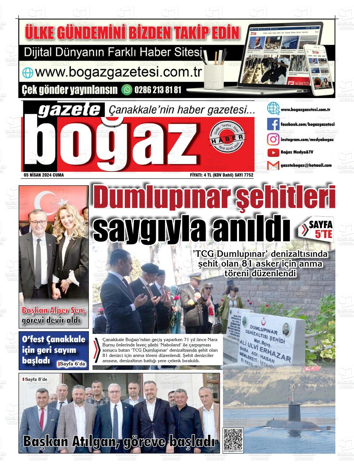 05 Nisan 2024 Bogaz Gazete Manşeti