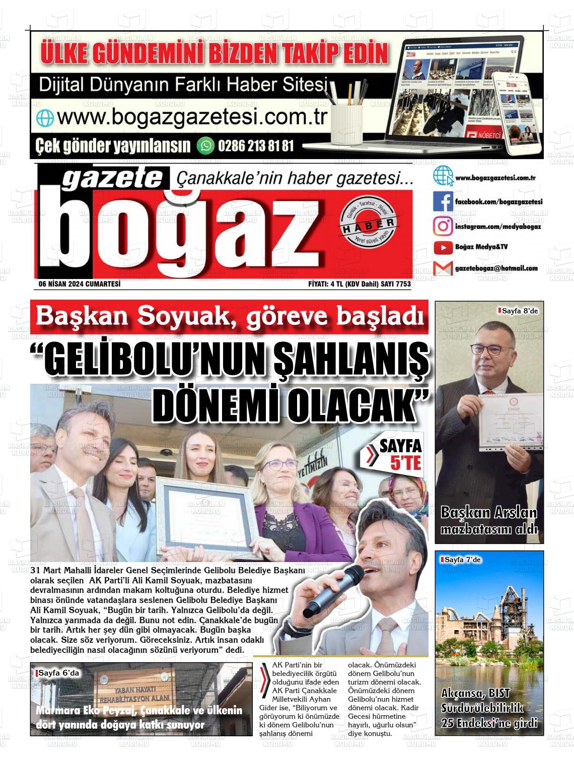 06 Nisan 2024 Bogaz Gazete Manşeti