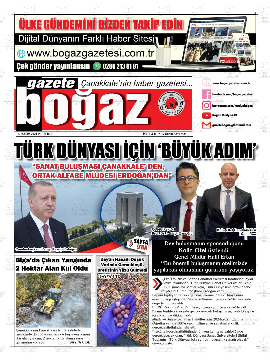 07 Kasım 2024 Bogaz Gazete Manşeti