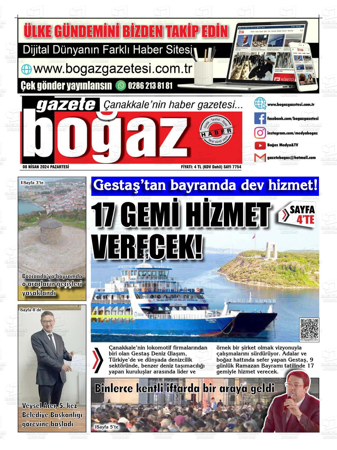 08 Nisan 2024 Bogaz Gazete Manşeti