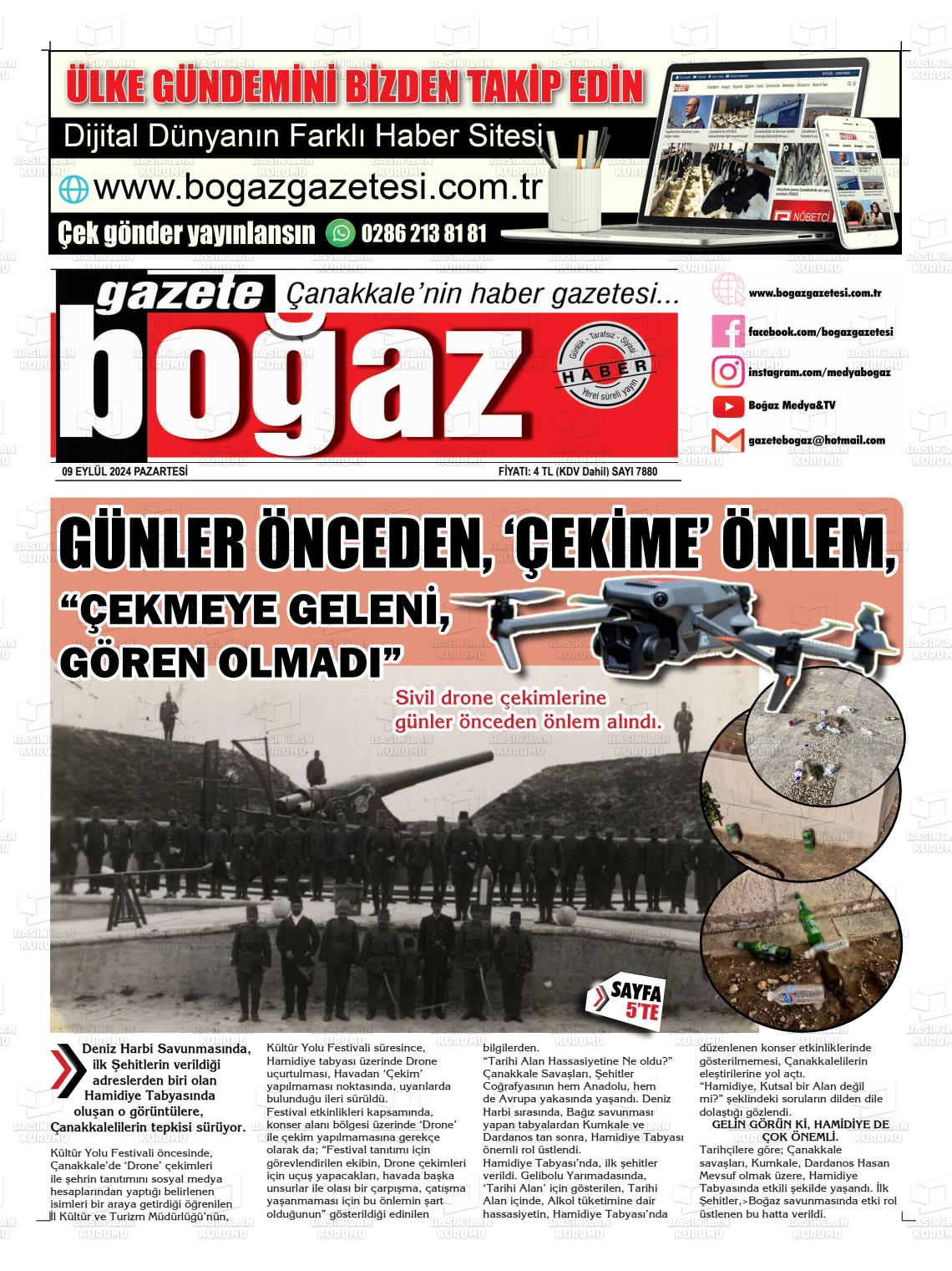 09 Eylül 2024 Bogaz Gazete Manşeti