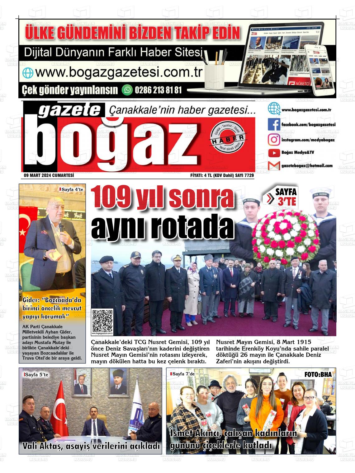 09 Mart 2024 Bogaz Gazete Manşeti