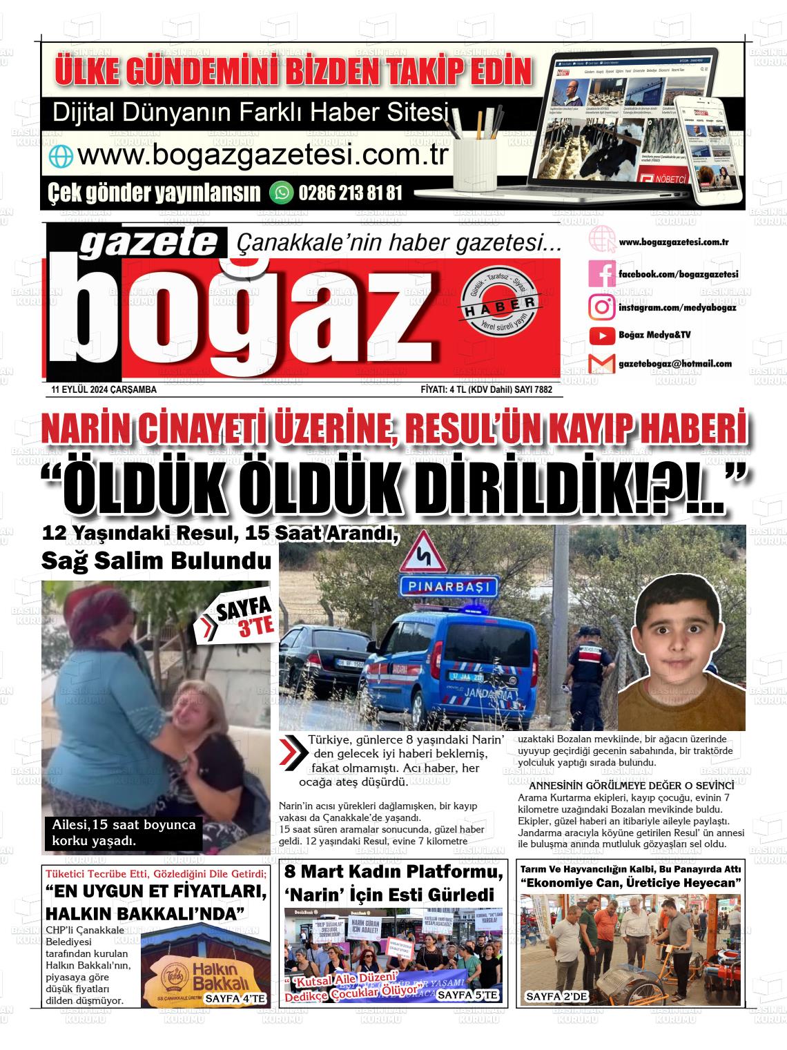 11 Eylül 2024 Bogaz Gazete Manşeti