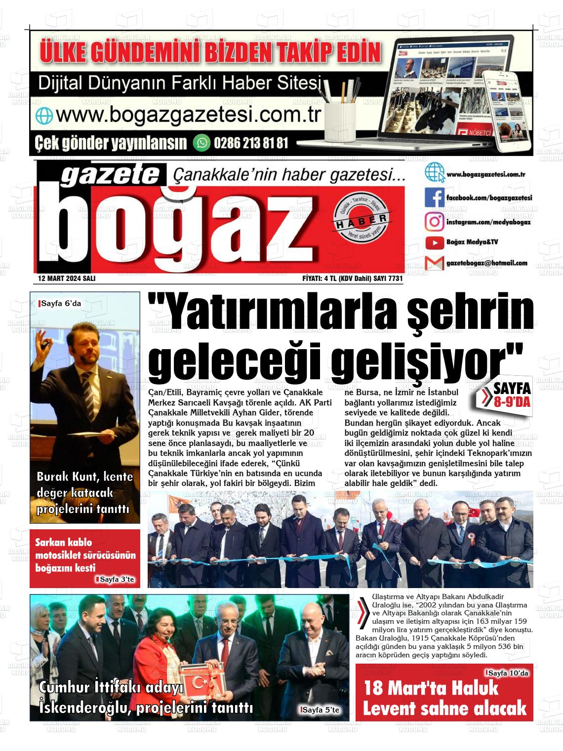 12 Mart 2024 Bogaz Gazete Manşeti