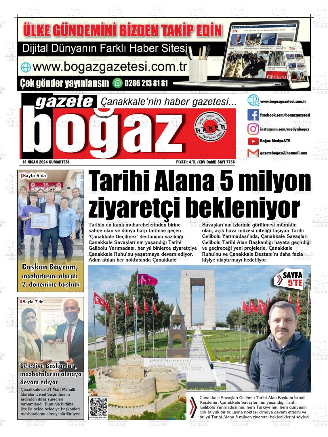 13 Nisan 2024 Bogaz Gazete Manşeti