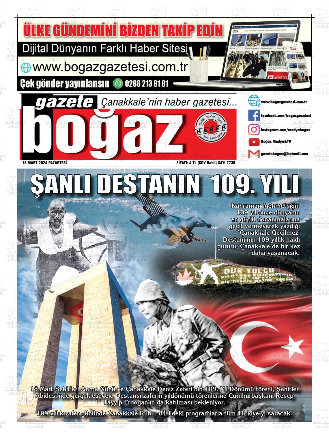 18 Mart 2024 Bogaz Gazete Manşeti