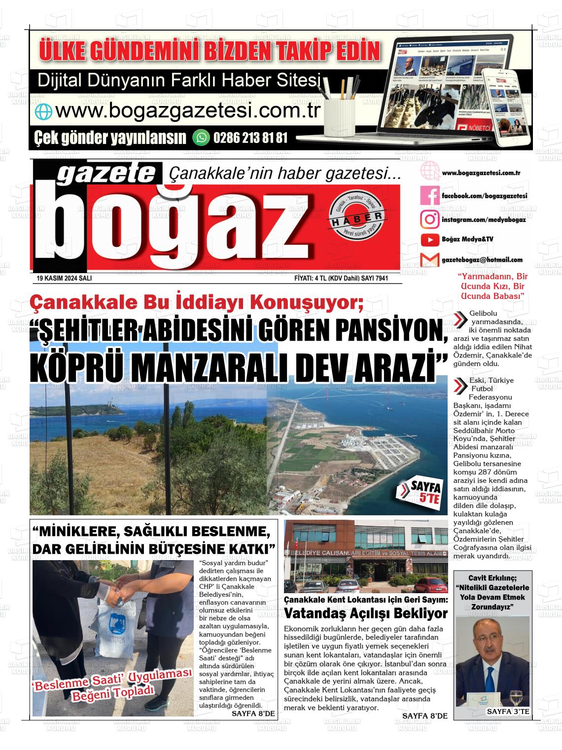 19 Kasım 2024 Bogaz Gazete Manşeti