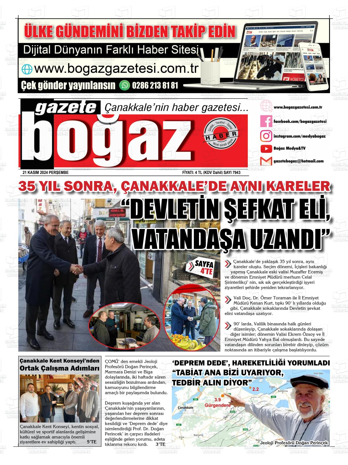 22 Kasım 2024 Bogaz Gazete Manşeti