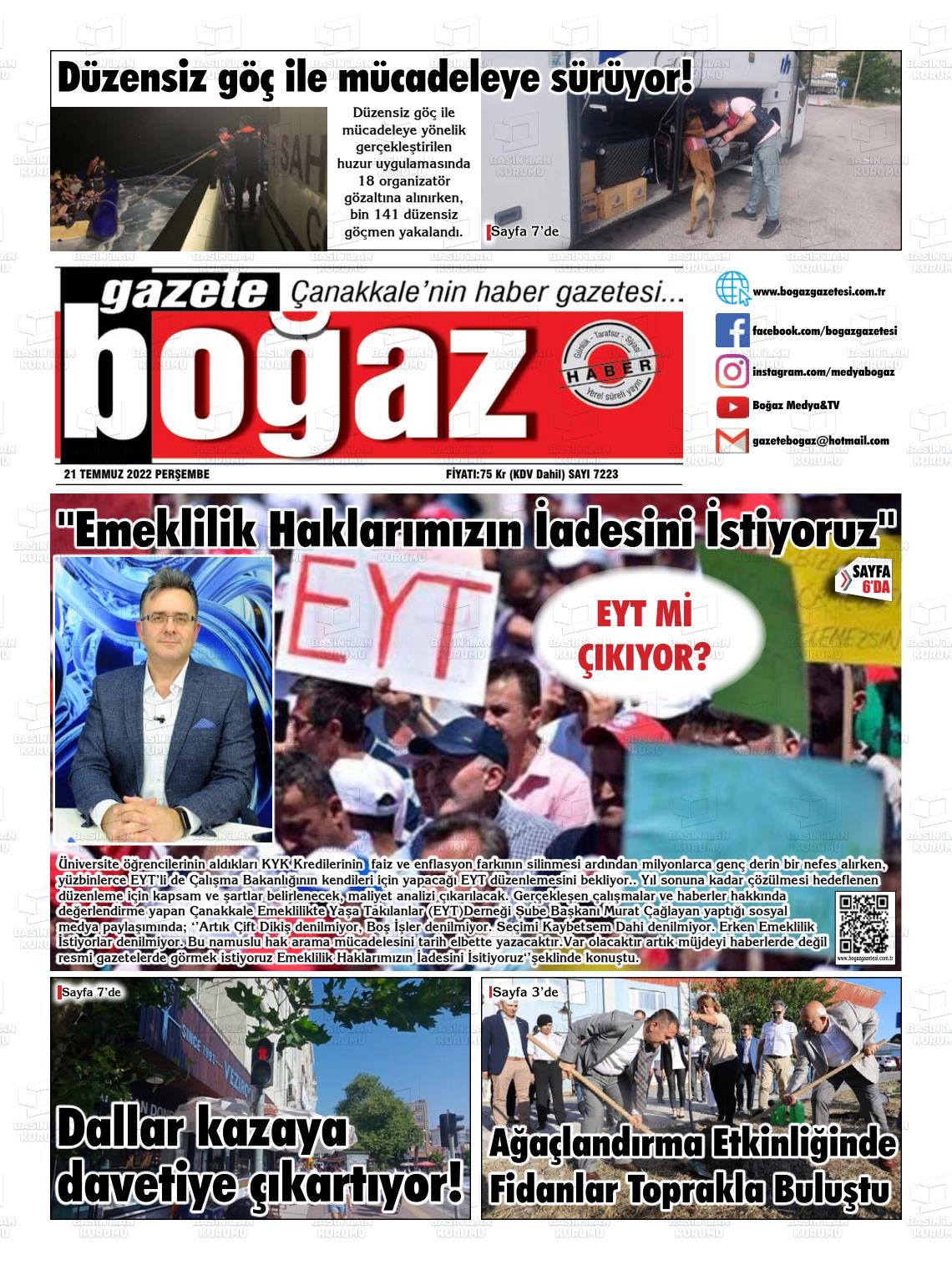 21 Temmuz 2022 Bogaz Gazete Manşeti