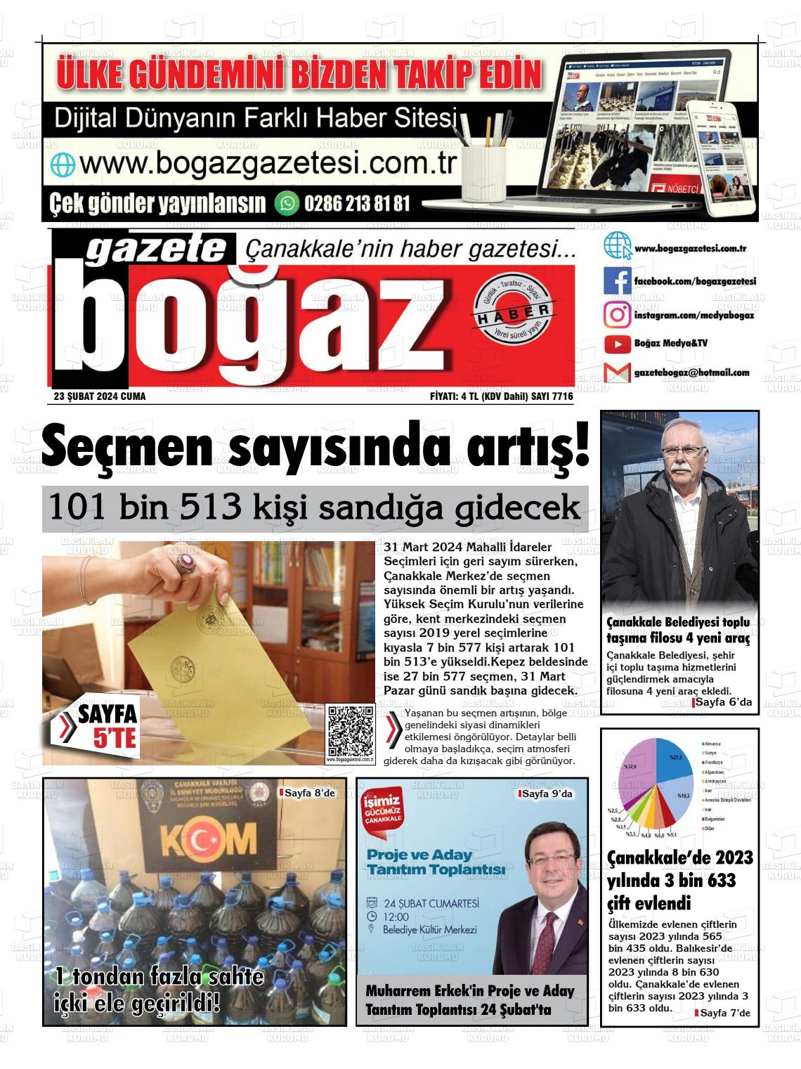 23 Şubat 2024 Bogaz Gazete Manşeti