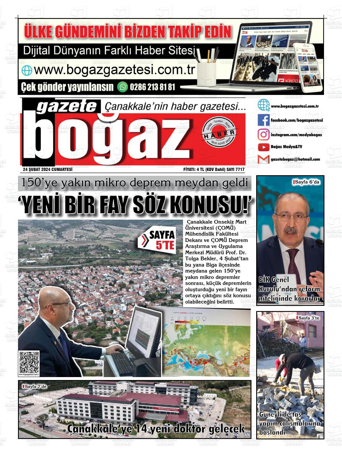 24 Şubat 2024 Bogaz Gazete Manşeti