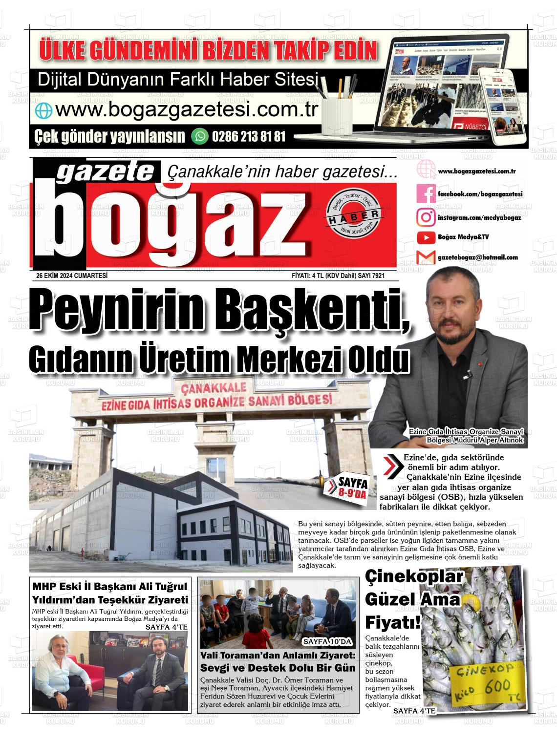 26 Ekim 2024 Bogaz Gazete Manşeti