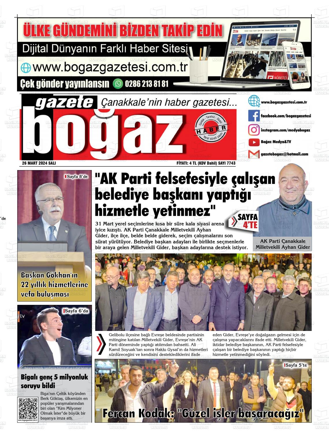 26 Mart 2024 Bogaz Gazete Manşeti