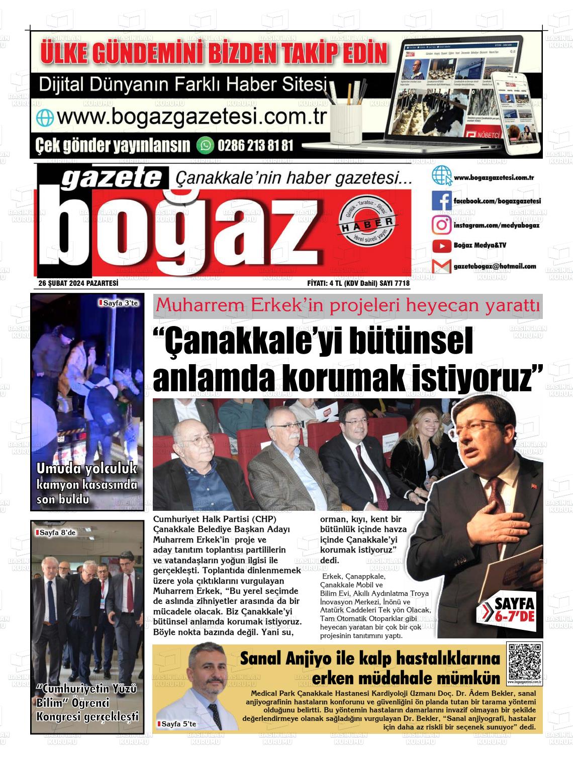 26 Şubat 2024 Bogaz Gazete Manşeti