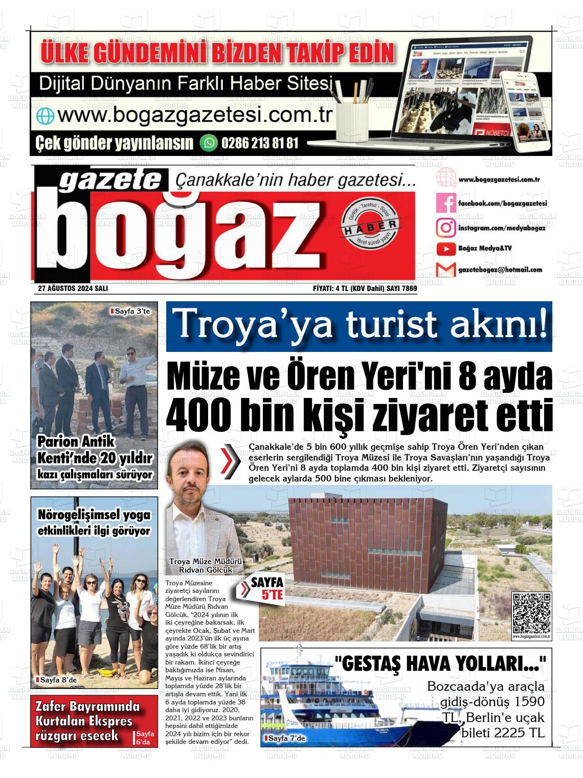 27 Ağustos 2024 Bogaz Gazete Manşeti