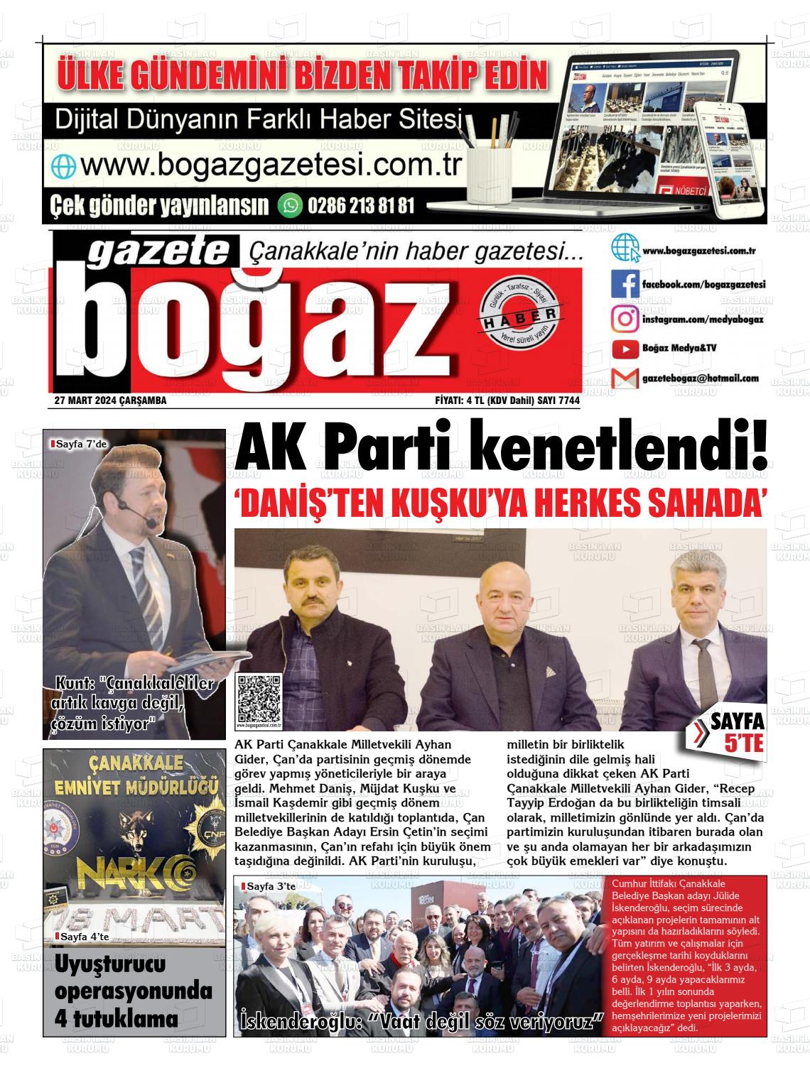 27 Mart 2024 Bogaz Gazete Manşeti