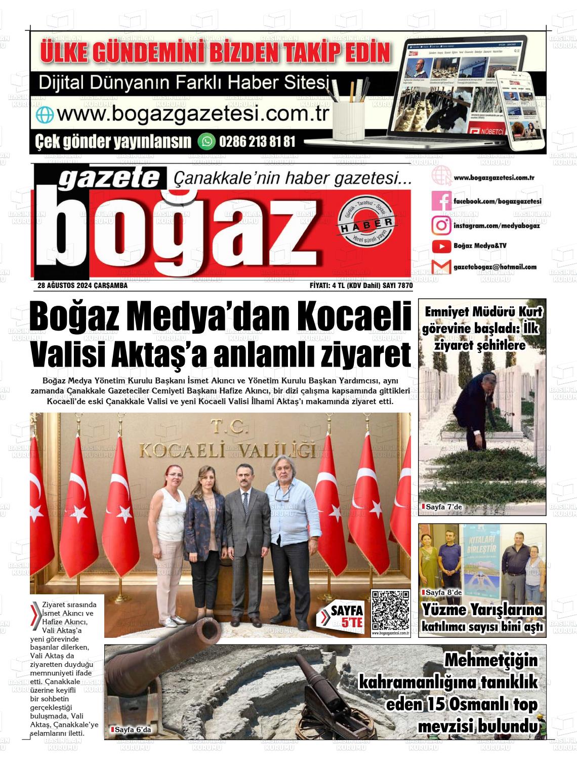 28 Ağustos 2024 Bogaz Gazete Manşeti