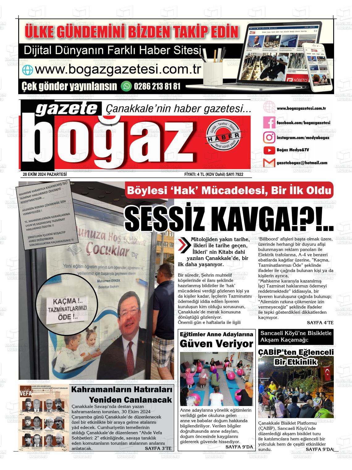 28 Ekim 2024 Bogaz Gazete Manşeti